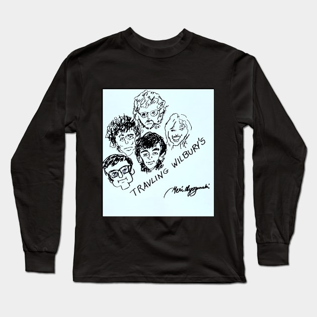 Traveling Wilburys Bob Dylan George Harrison, Jeff Lynne Roy Orbison Tomy Petty Long Sleeve T-Shirt by TheArtQueenOfMichigan 